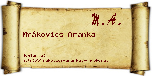 Mrákovics Aranka névjegykártya