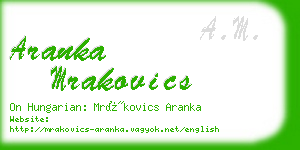 aranka mrakovics business card